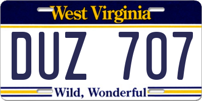 WV license plate DUZ707