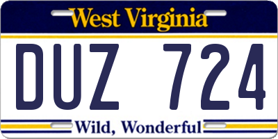 WV license plate DUZ724