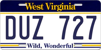 WV license plate DUZ727