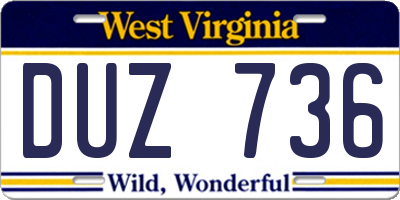WV license plate DUZ736