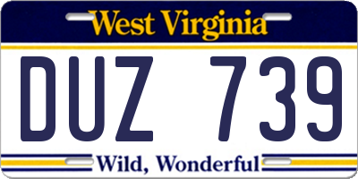WV license plate DUZ739