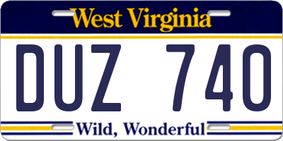 WV license plate DUZ740