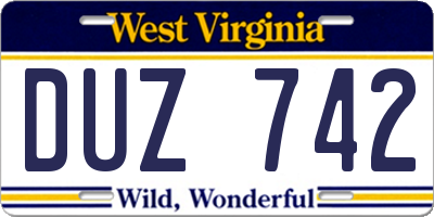 WV license plate DUZ742