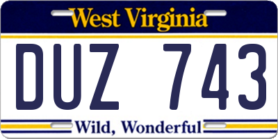 WV license plate DUZ743