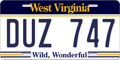 WV license plate DUZ747