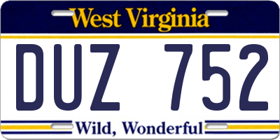 WV license plate DUZ752