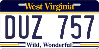 WV license plate DUZ757