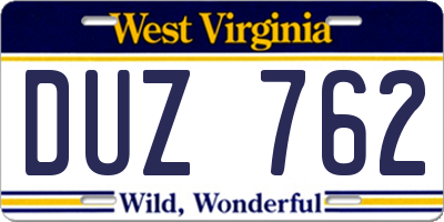 WV license plate DUZ762