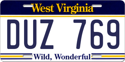 WV license plate DUZ769