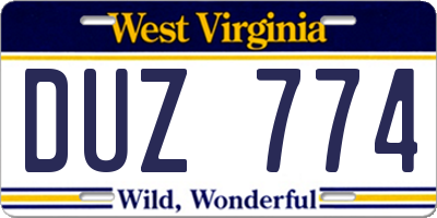 WV license plate DUZ774