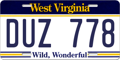 WV license plate DUZ778