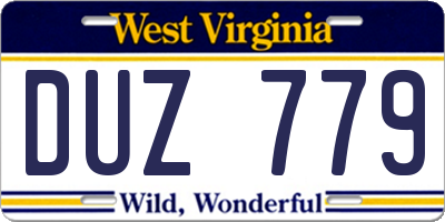 WV license plate DUZ779
