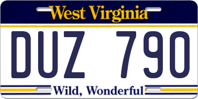 WV license plate DUZ790