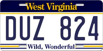 WV license plate DUZ824