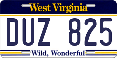 WV license plate DUZ825