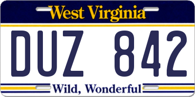 WV license plate DUZ842
