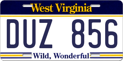 WV license plate DUZ856