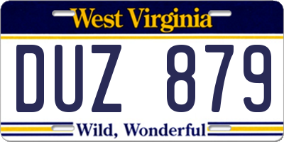 WV license plate DUZ879