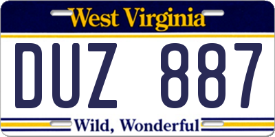 WV license plate DUZ887