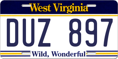 WV license plate DUZ897