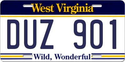 WV license plate DUZ901