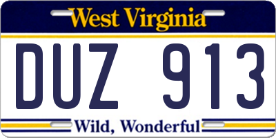 WV license plate DUZ913