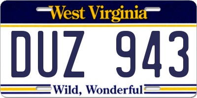 WV license plate DUZ943