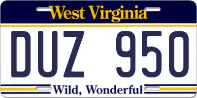 WV license plate DUZ950