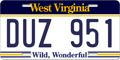 WV license plate DUZ951