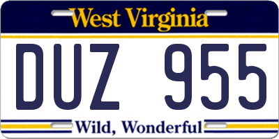 WV license plate DUZ955