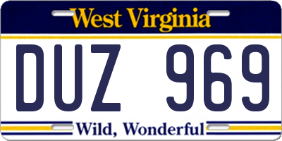WV license plate DUZ969