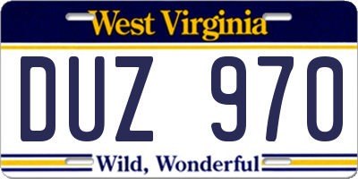 WV license plate DUZ970