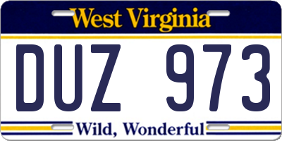 WV license plate DUZ973