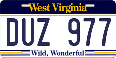 WV license plate DUZ977