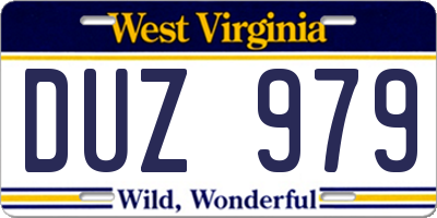 WV license plate DUZ979