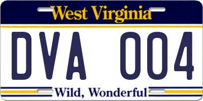 WV license plate DVA004