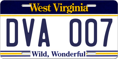 WV license plate DVA007
