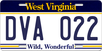 WV license plate DVA022