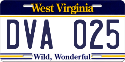 WV license plate DVA025