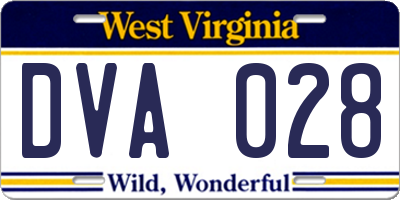 WV license plate DVA028