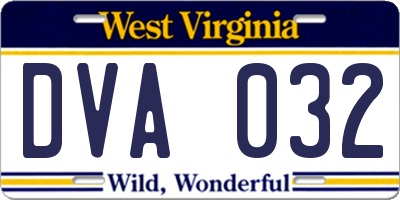 WV license plate DVA032