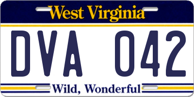 WV license plate DVA042