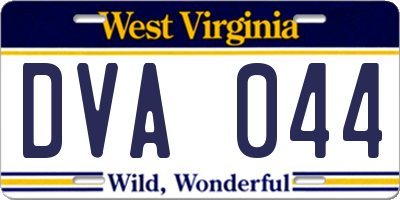 WV license plate DVA044