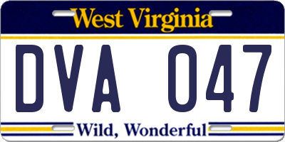 WV license plate DVA047