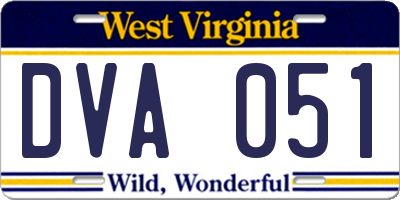 WV license plate DVA051