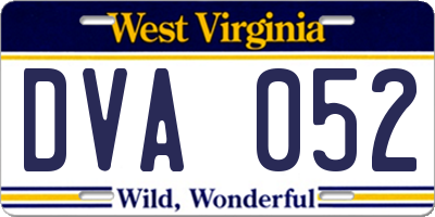 WV license plate DVA052