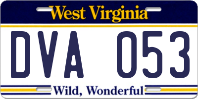 WV license plate DVA053
