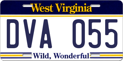 WV license plate DVA055
