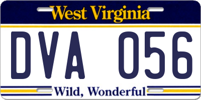 WV license plate DVA056