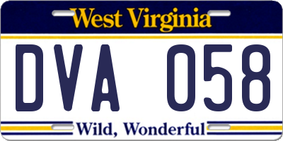 WV license plate DVA058